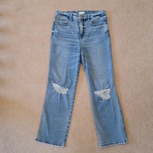 Good American Curve Straight Leg Jeans Womens Size 10 Blue Distressed Denim